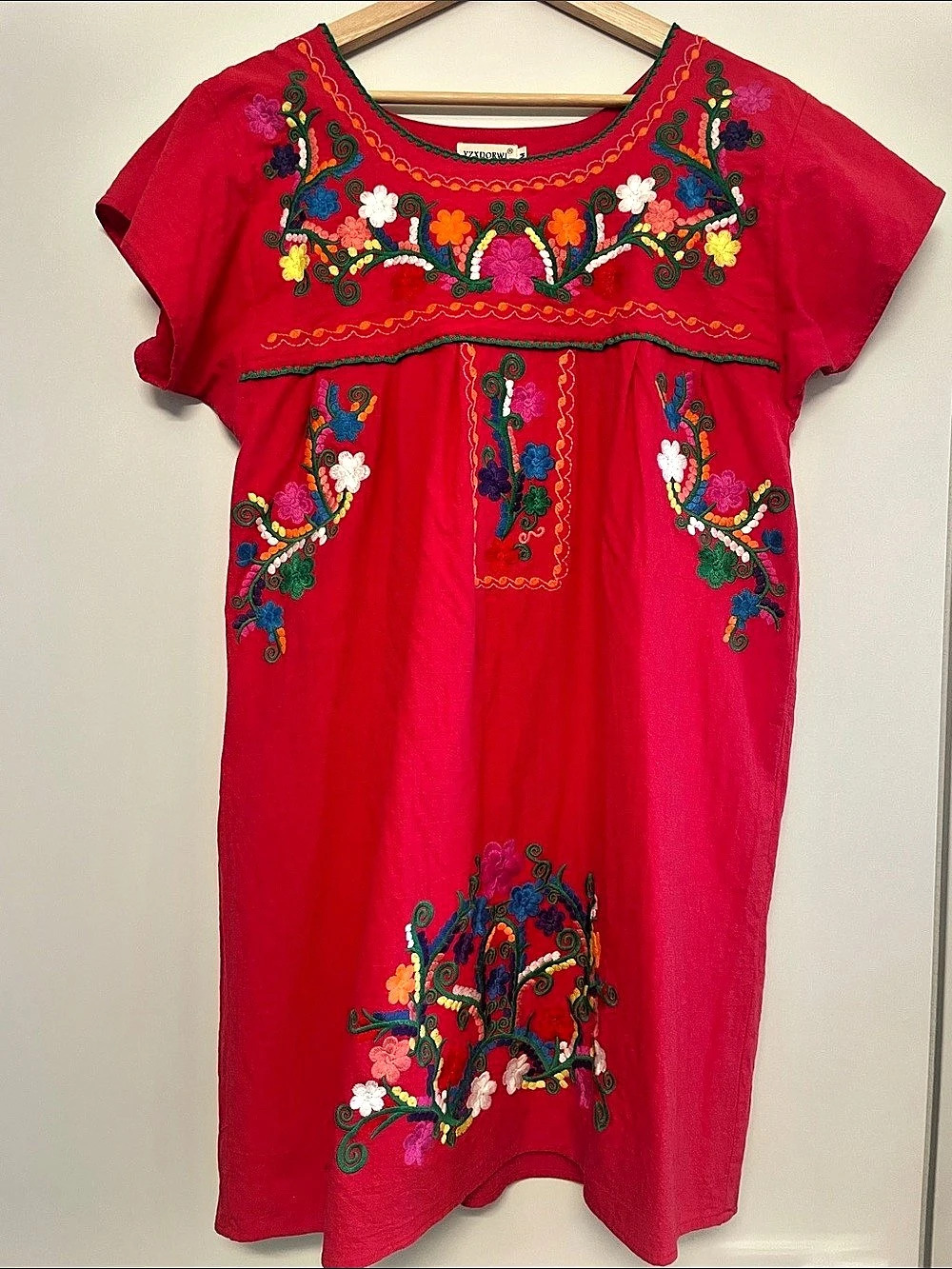 Embroidered Mexican Peasant Dress